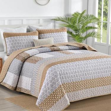 Imagem de Conjunto de edredões WONGS BEDDING Brown Boho Stripe Queen Size 3 peça