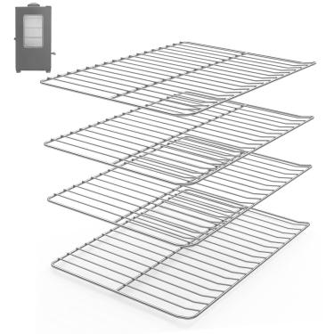 Imagem de BQMAX Peças de reposição para grelha de cozinha para defumador elétrico Masterbuilt 76 cm, 37 cm x 31 cm Rack de cozinha para peças de defumador elétrico Masterbuild, pacote com 4 grades de defumador