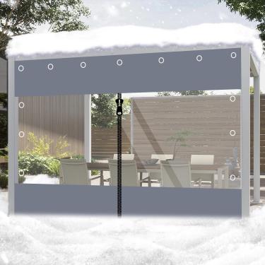 Imagem de HipierFx Cortinas de vinil de 2 x 3 m para pátio, resistente, impermeável, à prova de vento, resistente a UV, lona transparente para estufa, gazebo e pátio (sem zíper, 2 x 3 m)