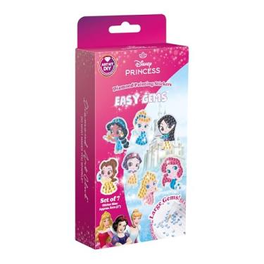 Imagem de DIAMOND ART CLUB Easy Gems Adesivos - Kit de adesivos de pintura de diamante de princesa, adesivos de arte de diamante para iniciantes, artesanato DIY divertido para adultos, 5 cm x 5 cm (pacote com 7