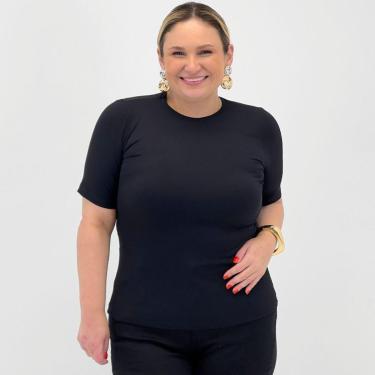 Imagem de Blusa Alpelo Plus Size Básica Canelada Manga Curta Feminina-Feminino