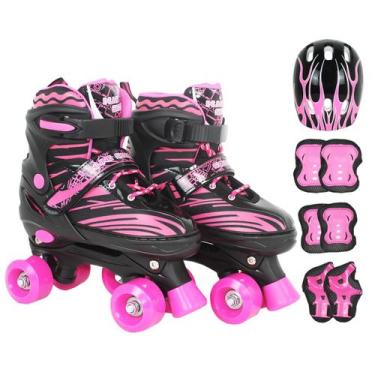 Imagem de Patins Infantil Roller 4 Rodas + Capacete Proteção Ajustável - Astro M
