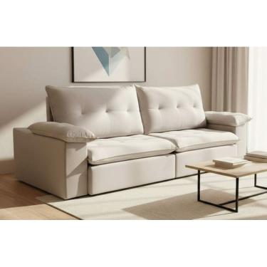 Imagem de Sofá Luxo Dubai Retrátil e Reclinável Pillow 18cm Molas Ensacadas e Braços Almofadados  2,10M