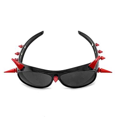Imagem de Óculos de sol Cool Red Studded Rivet Punk Rock Metal Band Prop feminino/masculino