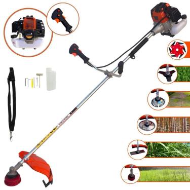 Imagem de Cortador de Grama Completo À Gasolina Import Way IWRGM2T5X163 2T 63cc 3HP Alta Performance Roçadeira Com Carretel de Nylon e Kit de 6 Opções de Corte