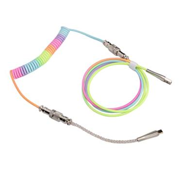 Imagem de KIMISS Cabo de Teclado para Jogos - Cabo de Mola Enrolado Mecânico Personalizado Luminoso RGB USB C para Experiência de Jogo Aprimorada (Tipo 3)