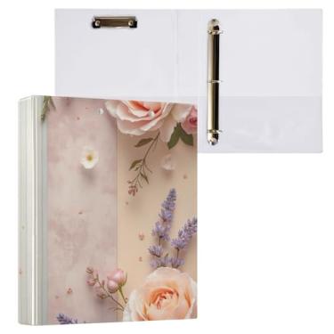 Imagem de Pasta de arquivo redonda com 3 anéis para fichários de flores florais para escola e escritório, 1 pacote