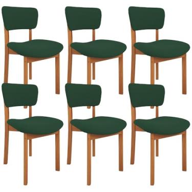 Imagem de Kit 06 Cadeiras Para Sala de Jantar Cozinha Living Estofada Dara L02 Suede Verde Musgo - Lyam Decor