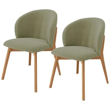 Imagem de Kit 02 Cadeiras de Jantar e Estar Living Estofada Mia L02 Bouclê Oliva - Lyam Decor