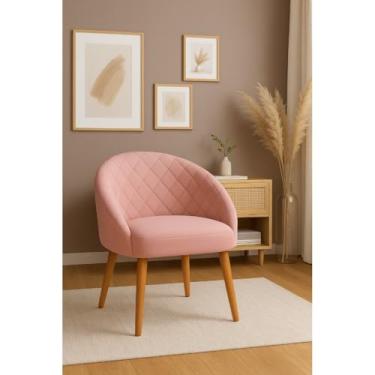 Imagem de Poltrona com acabamento em veludo – versátil e elegante, adequada para qualquer ambiente. (Rosa)