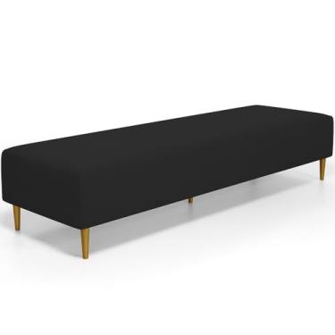 Imagem de Puff Decorativo Sala de Estar Bali W01 PÃ:copyright:s Palito 170x60cm Suede Preto - Lyam Decor