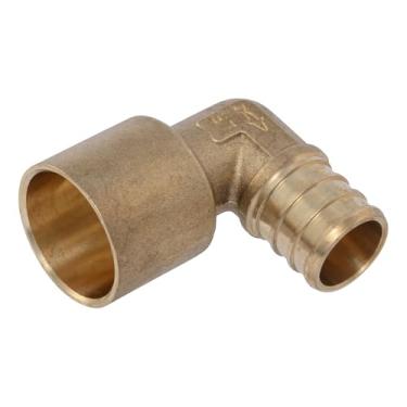 Imagem de SharkBite Farpa de 3/10.2 cm x crimpagem de solda fêmea de 90 graus, encaixe de encanamento de latão, tubo PEX, PE-RT, UC626LFA