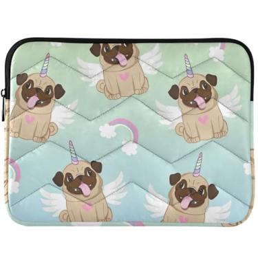 Imagem de Capa Pug Unicorn Bulldog Puffy para laptop Mac Air 13 polegadas capa acolchoada para notebook capa universal 13-14 polegadas
