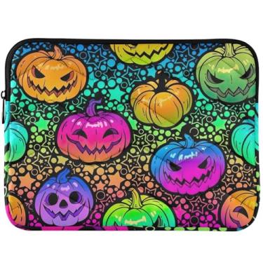 Imagem de Capa protetora para laptop arco-íris brilhante Halloween Pumpkins para MacBook Pro capa protetora de 13 polegadas para notebook capa universal 13-14 polegadas