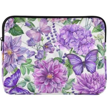 Imagem de Capa protetora para laptop violeta botânica primavera flores capa de laptop inchada designer bolsa universal para laptop 13-14 polegadas