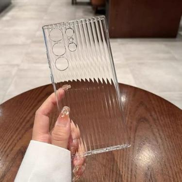 Imagem de Capa para Samsung Galaxy S23 S24 S25 Ultra, transparente, em policarbonato corrugado, ultrafina e resistente a impactos. Compatível com Galaxy S24 Plus e S23 Plus.