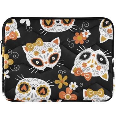 Imagem de Capa para laptop floral fofa de gato acolchoada para MacBook Air capa de laptop 13 polegadas inchada universal 13-14 polegadas