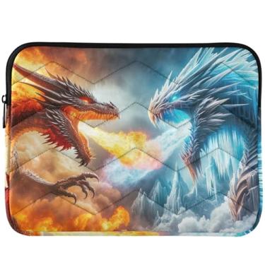 Imagem de Capa para notebook Ice Fire Dragons Vs Fighting, capa acolchoada para notebook portátil e inchada, capa universal para laptop de 13 polegadas