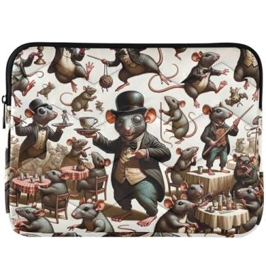Imagem de Capa para notebook com estampa de animais de ratos engraçados para MacBook, capa protetora para laptop de 33 a 35 cm, universal