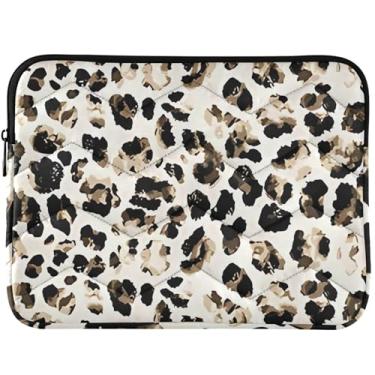 Imagem de Capa para notebook personalizada fofa aquarela leopardo acolchoada para laptop, estojos e mangas, capa para notebook floral universal 14 13 polegadas