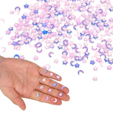 Imagem de 210 Miniaturas Estátuas de Cristal Lua e Estrela, Fofas Decoração Ramadão Decoração Casa Eid Mubarak para Jardim em Miniatura Casa Bonecas Quarto Mesa Secretária (Roxo, Azul)