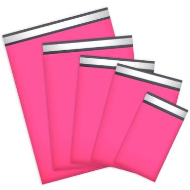 Imagem de UCGOU Pacote com 60 envelopes de poliéster rosa choque, pacote de tamanhos variados, 15 x 23 cm, 25 x 30 cm, 25 x 33 cm, 30 x 30 cm, 12 peças em cada bolsa, tamanhos variados para pequenas empresas