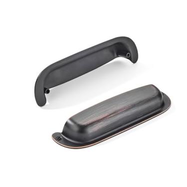 Imagem de khtumeware Pacote com 10 puxadores de gaveta retrô com orifício central de 5" (128 mm) puxador de armário bronze polido a óleo puxadores de armário puxadores de armário puxadores de gaveta puxadores