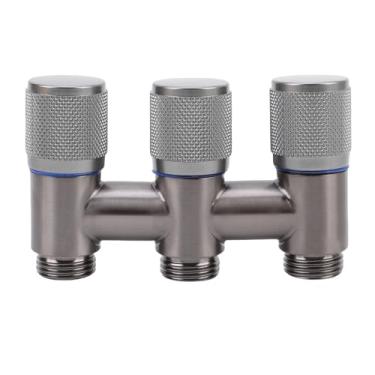 Imagem de Fabater Divisor de Torneira de 1 Em 3 Saídas, Divisor de água de 3 Vias Em Aço Inoxidável Com Rosca Macho G1/2 e Controle Independente, para Banheiro, Varanda, Pia de Cozinha (Cinza metálico)