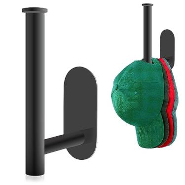 Imagem de Cabides de chapéu de beisebol, organizador de chapéus para parede, suporte para chapéus de beisebol, organizador de suporte de elástico para chapéus, suporte para parede (preto)