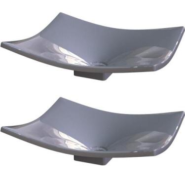 Imagem de Kit 02 Cubas de Apoio Para Banheiro Lavabo C01 Folha F44 Cinza - Lyam 