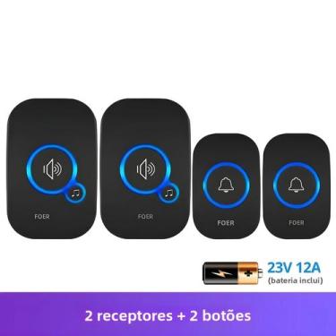 Imagem de Campainha Sem Fio De 1000 Pés, Alta, Com 4 Níveis De Volume, LED Pisca