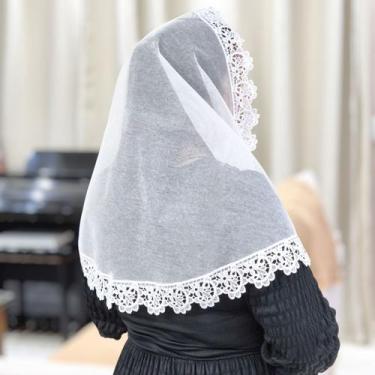 Imagem de Véu Ccb Congregação Cristã Renda Guipir Floral Adulto (modelo Francine