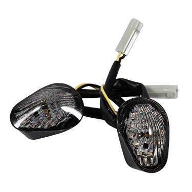 Imagem de lyrlody Luz de Seta Led âmbar, 1 par de 12v 14 Leds Lâmpada Indicadora de Motocicleta Com Lente de Pc Em Concha Abs para Yzf R1 R6 R6s (Casca amarela marrom clara)