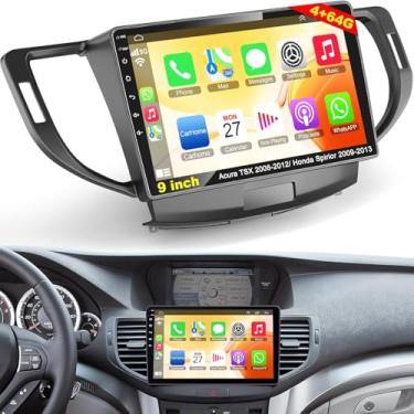 Imagem de Estéreo automotivo 8core 4G + 64G para Acura TSX 2009-2014/Honda Spirior 2009-2013, tela sensível ao toque Android 13 de 9 polegadas, rádio Acura com CarPlay sem fio, Android Auto, GPS Navi, 5G WiFi