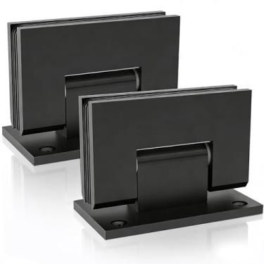 Imagem de NovaNectar Dobradiça de porta de vidro de latão, dobradiças de placa traseira curta resistente de 90 graus, substituição de ferragens de porta de chuveiro para vidro temperado de 8 a 12 mm (preto