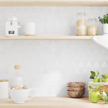 Imagem de Wallderful Papel de contato branco papel de parede branco em relevo descasque e cole papel de parede geométrico texturizado papel de parede triângulo damasco para quarto cozinha armário backsplash