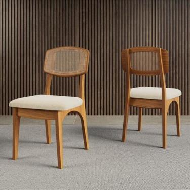 Imagem de Kit 2 Cadeiras Estofadas com Encosto em Palha Sintetica e Assento Esto