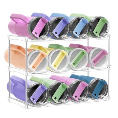 Imagem de Organizador empilhável de garrafa de água para armário – organizador de copos de acrílico para Stanley 1,134 g, suporte de copo Stanley, organizadores de cozinha Pantry e armazenamento para copo