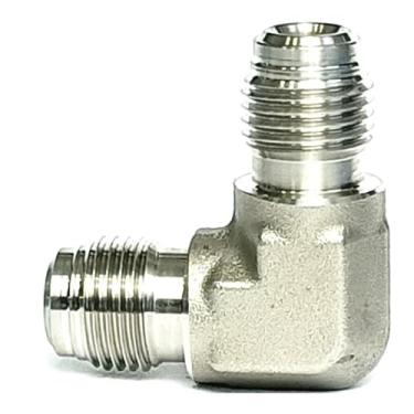 Imagem de Adaptador de conector de encaixe de tubo de aço inoxidável SUS316L macho de ângulo reto de 90 graus VCR de 1/10.2 cm