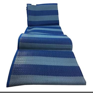 Imagem de Esteira de Praia Dobrável 180x90cm com Bolsa Integrada, Tapete Impermeável Portátil para Praia, Piscina e Camping(Azul)