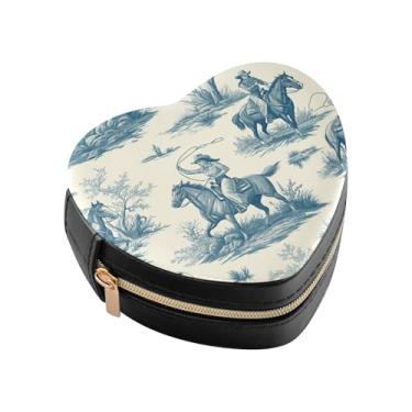 Imagem de Burbuja Caixa de joias retrô em forma de coração, mini estojo de joias de viagem para mulheres e meninas, organizador portátil de armazenamento para brincos, anéis, colares e pulseiras