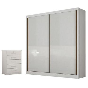 Imagem de Guarda Roupa Solteiro Toledo e Gaveteiro Suiça Neve - Novo Horizonte