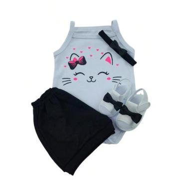 Imagem de Conjunto Sandália Com Tiara Body E Short Bebe Menina Mesversário Estam