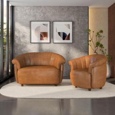 Imagem de Conjunto Sala de Estar Decorativo Latvia Sofá Namoradeira e Poltrona P