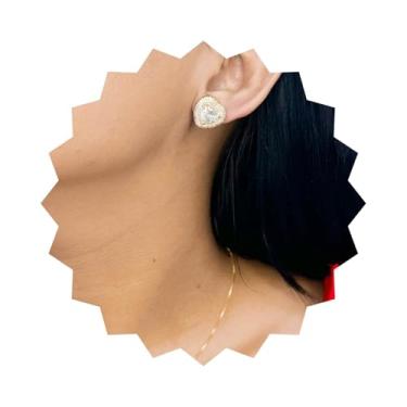 Imagem de Brinco Coração Em Zircônia Microzircônia Folheado Ouro 18k