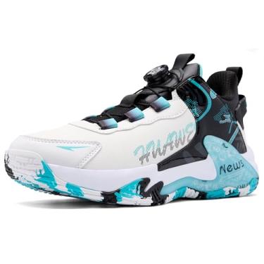 Imagem de CJSPORX Tênis de basquete feminino masculino respirável antiderrapante moda ao ar livre unissex, Branco e azul - 6, 42 BR