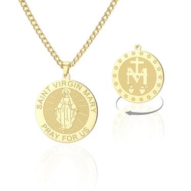 Imagem de Colar de Medalha de Aço Inoxidável Virgem Maria Pingente Católica Virgem de Guadalupe Joias Religiosas Cristãs para Mulheres e Homens, Adjustable, Aço inoxidável, Sem Pedra Preciosa