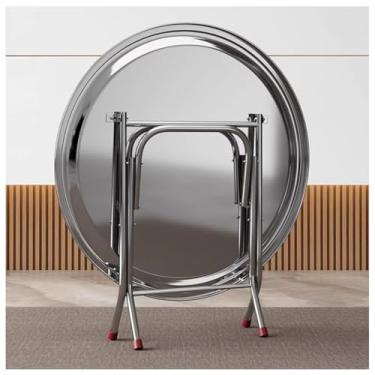 Imagem de Mesa dobrável portátil de aço inoxidável para pátio, jantar, restaurante, cozinha e hotel - Mesa de preparação durável de 120 x 70 x 75 cm, fácil de limpar, design que economiza espaço