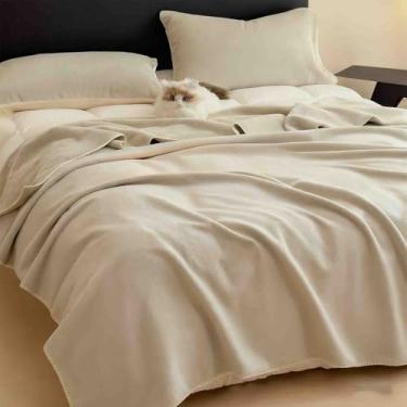 Imagem de JUSHZ Cobertor de lã e mantas fofas para cama cachecol adulto longo casal solteiro para sofá inverno lençóis de cama outono inverno grosso e quente (verde, 100 x 150 cm)