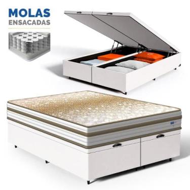 Imagem de Cama Box Baú com Colchão de Molas Ensacadas Double Face Pillow Euro Al
